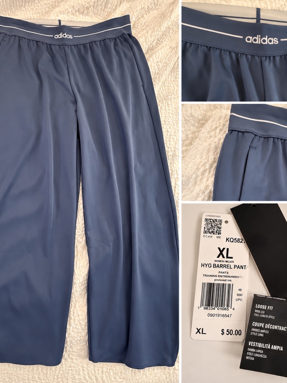 adidas Men's Navy Blue Hyg Barrel Pants